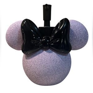 Disney Minnie Mouse Glitter Pump Soap Dispenser Purple Black Bow Bathroom Decor